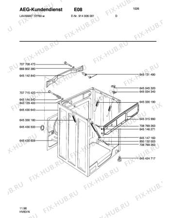 Взрыв-схема стиральной машины Aeg LAV72760-W - Схема узла Housing 001